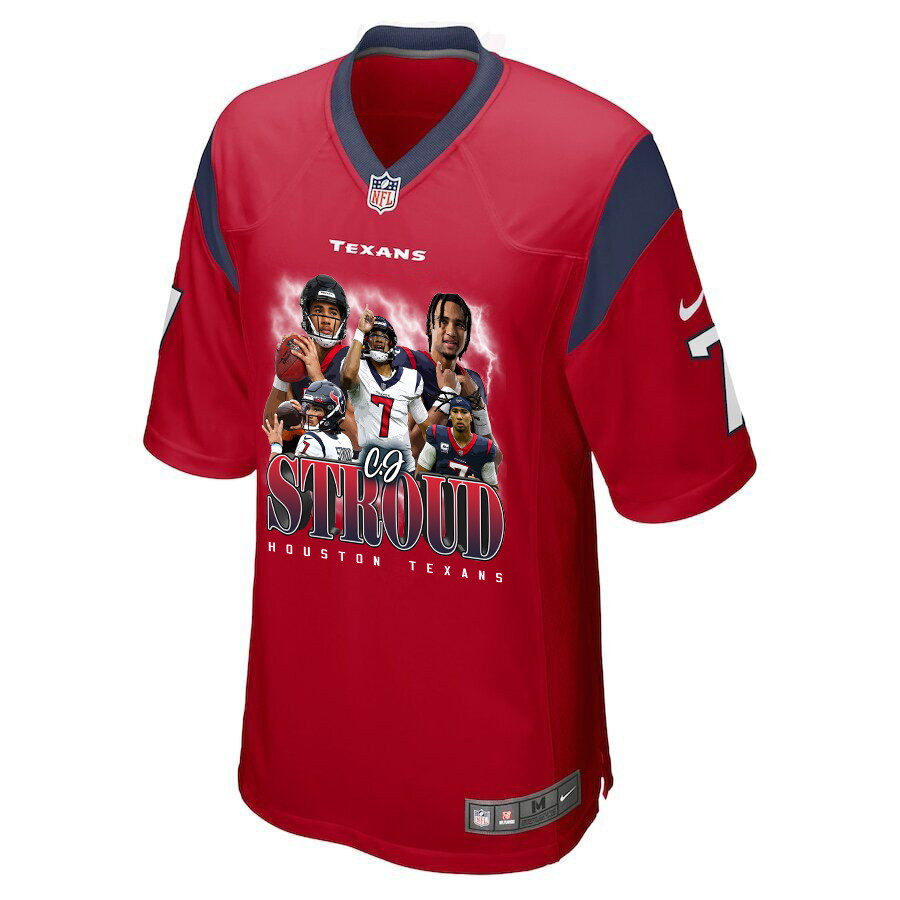 Alternative view of C.J. Stroud 7 Houston Texans The Chosen One Game Men Jersey - Red JS5725 nicesnker
