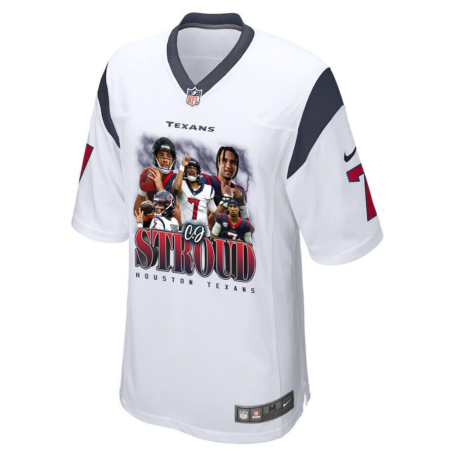 Alternative view of C.J. Stroud 7 Houston Texans The Chosen One Game Men Jersey - White JS2780 nicesnker