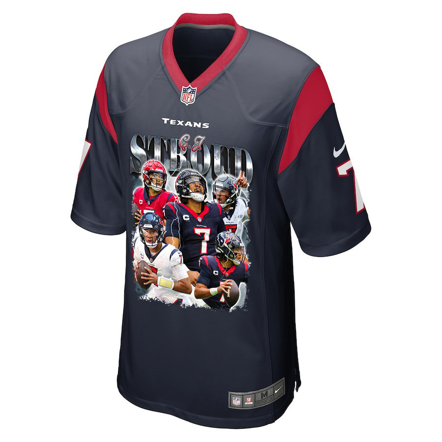 Alternative view of C.J. Stroud 7 Houston Texans The Gunslinger Game Men Jersey - Navy JS1698 nicesnker