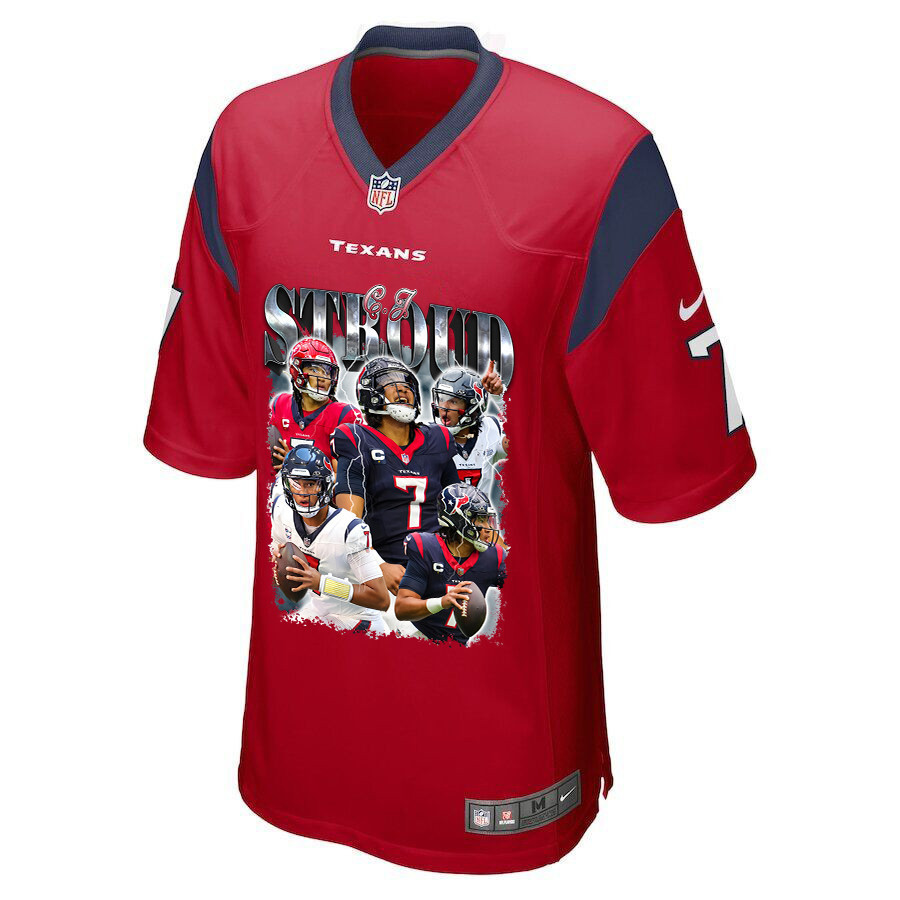 Alternative view of C.J. Stroud 7 Houston Texans The Gunslinger Game Men Jersey - Red JS8330 nicesnker