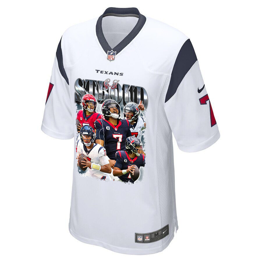 Alternative view of C.J. Stroud 7 Houston Texans The Gunslinger Game Men Jersey - White JS6325 nicesnker