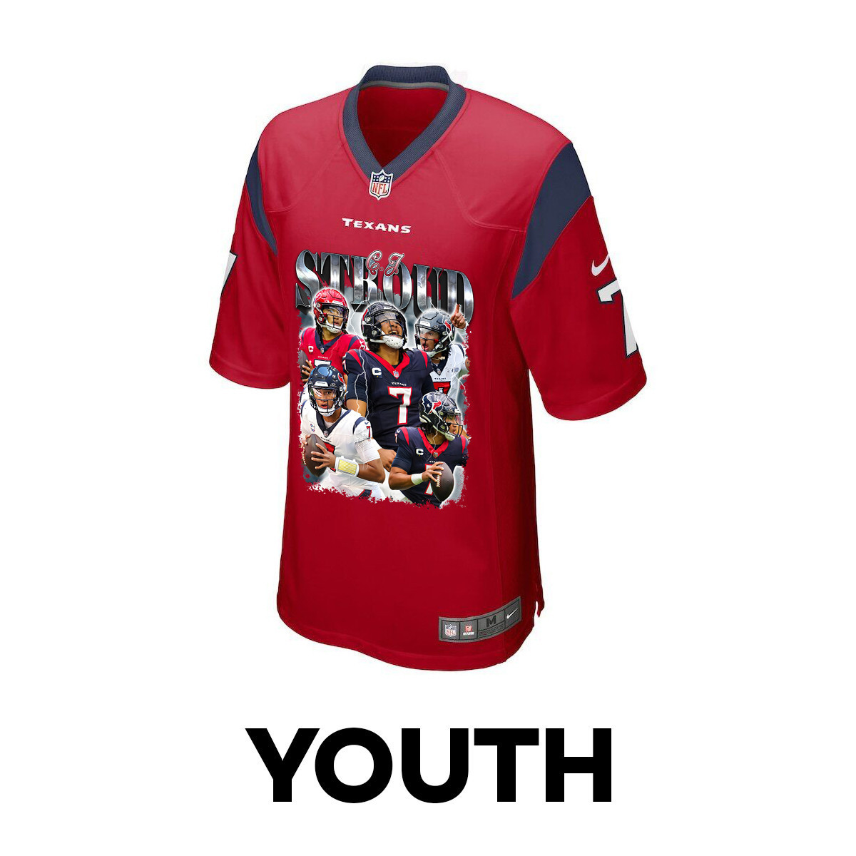 Alternative view of C.J. Stroud 7 Houston Texans The Gunslinger Game YOUTH Jersey - Red JS4319 nicesnker