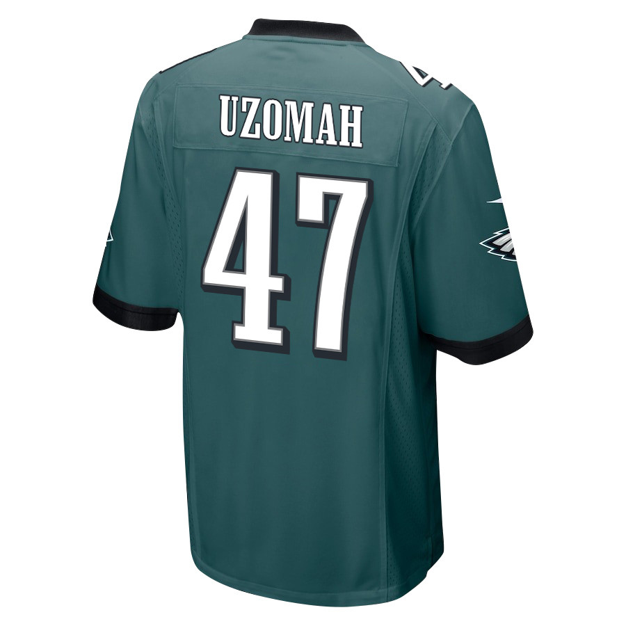 Alternative view of C.J. Uzomah 47 Philadelphia Eagles Super Bowl LIX New Orleans Patch Game Men Jersey - Midnight Green JS4110 nicesnker