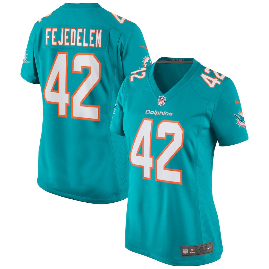 Clayton Fejedelem 42 Miami Dolphins Women Game Jersey - Aqua JS3866 nicesnker