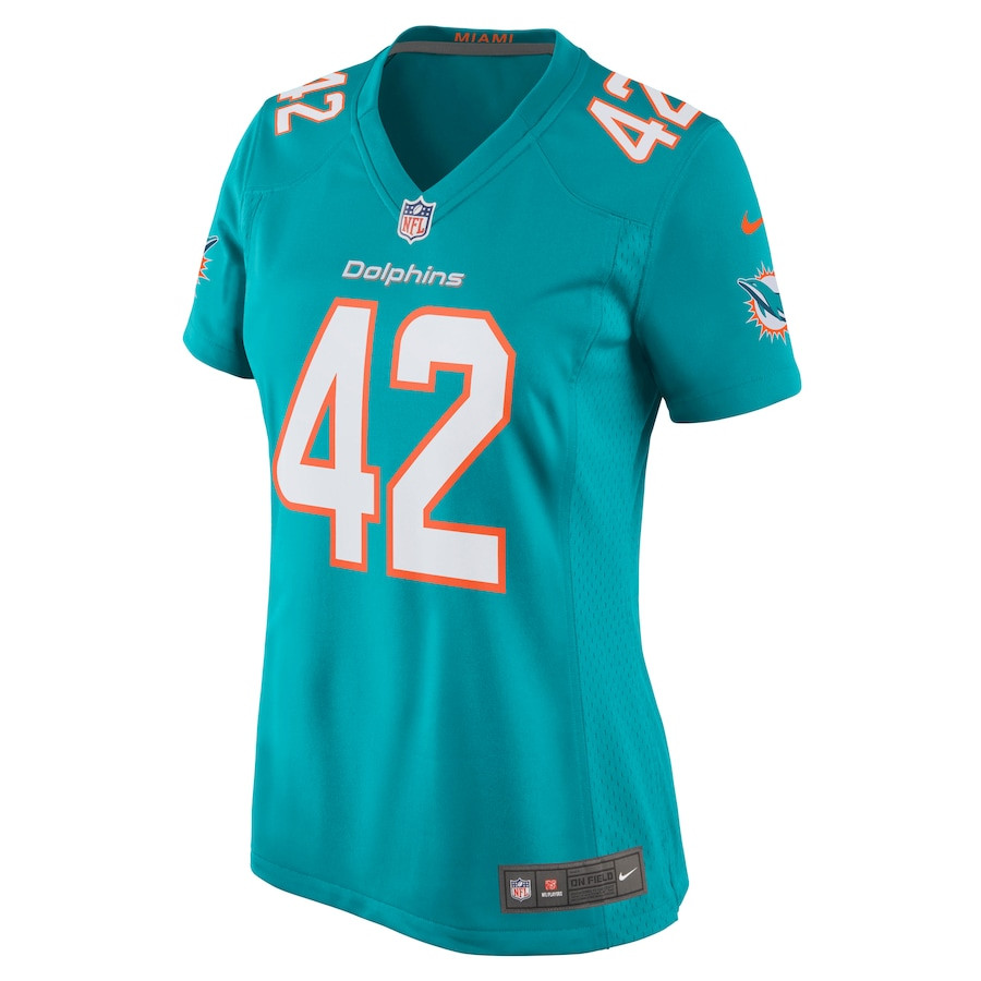 Alternative view of Clayton Fejedelem 42 Miami Dolphins Women Game Jersey - Aqua JS3866 nicesnker