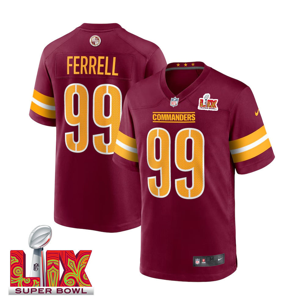 Clelin Ferrell #99 Washington Commanders Super Bowl LIX Jersey - Men's - Burgundy JS1965 nicesnker
