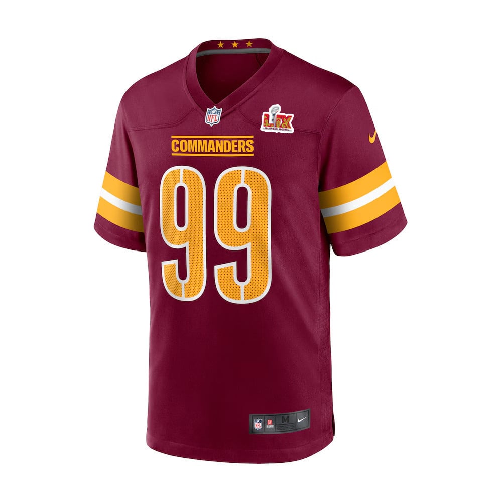 Alternative view of Clelin Ferrell #99 Washington Commanders Super Bowl LIX Youth Jersey - Burgundy JS1530 nicesnker