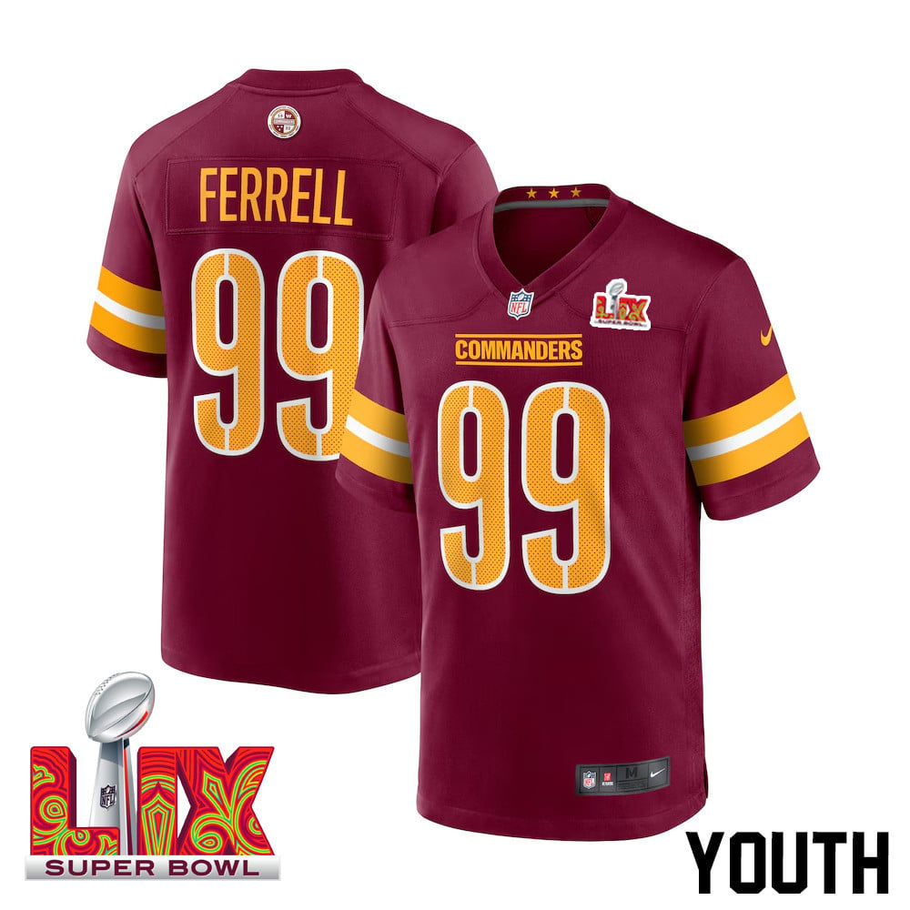 Clelin Ferrell #99 Washington Commanders Super Bowl LIX Youth Jersey - Burgundy JS1530 nicesnker