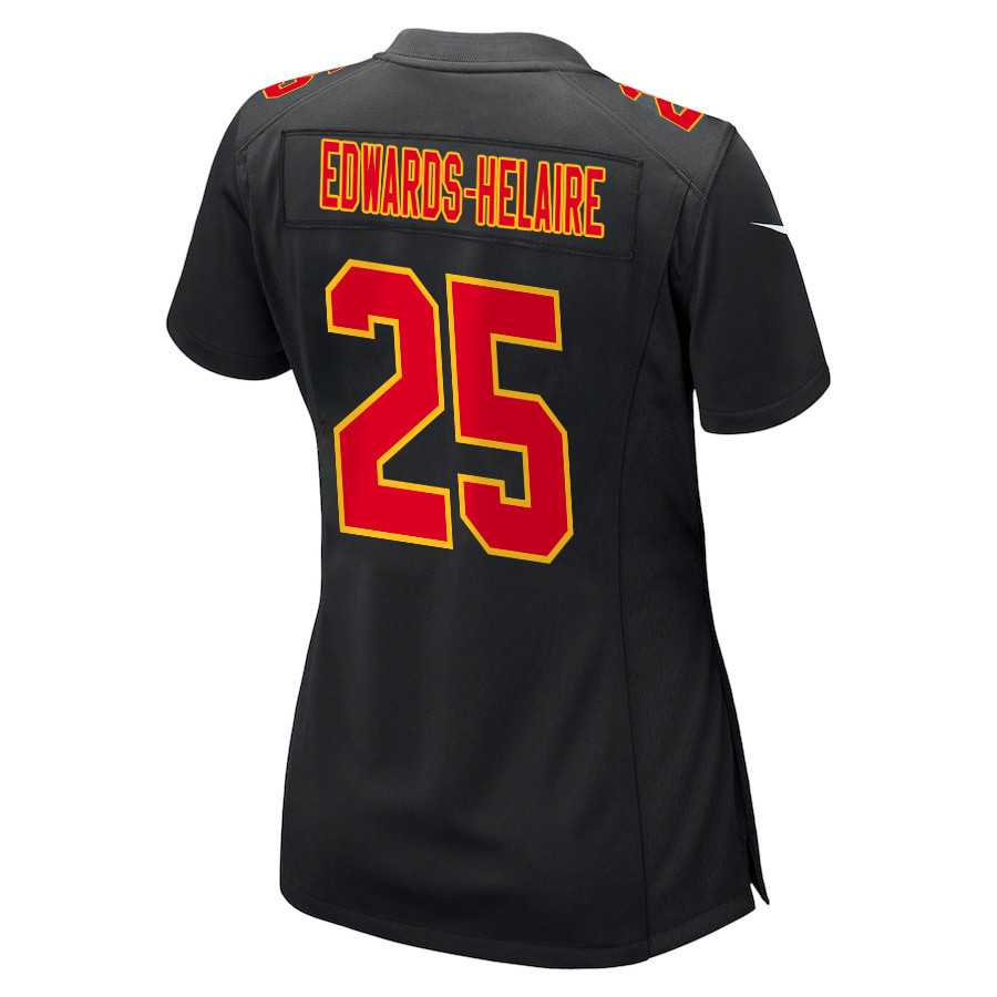 Clyde Edwards-Helaire 25 Kansas City Chiefs Super Bowl LVIII Champions 4X Fashion Game Women Jersey - Carbon Black JS8320 nicesnker - Image 3