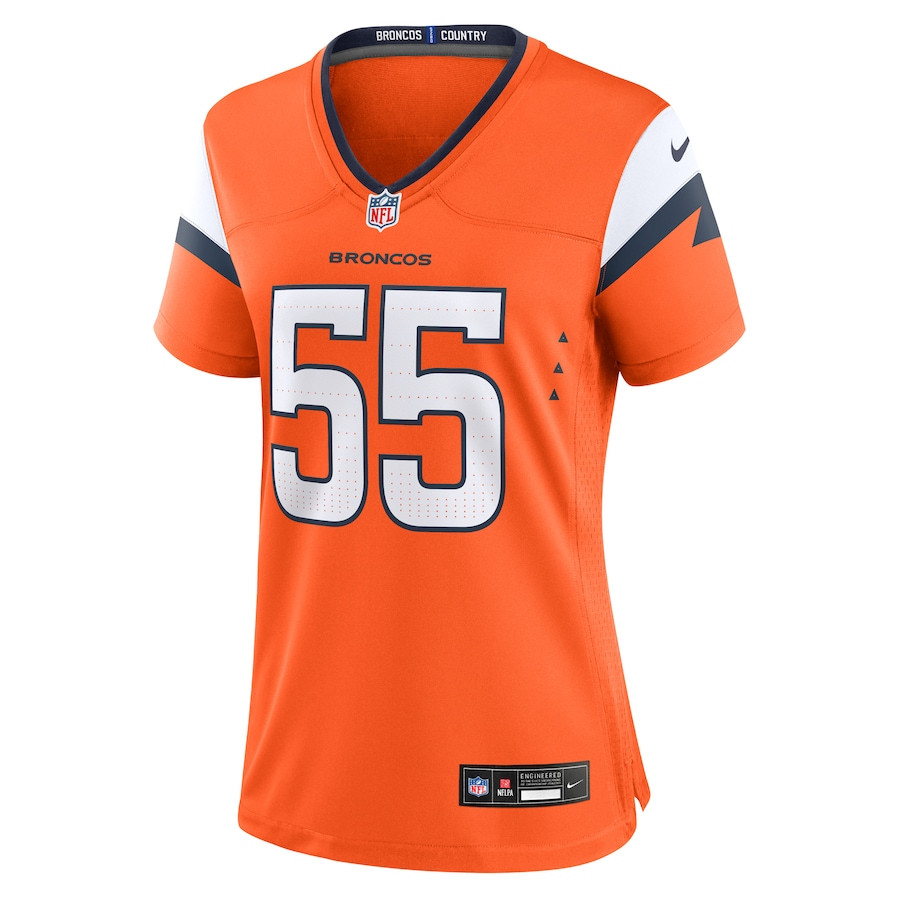 Alternative view of Cody Barton 55 Denver Broncos Women's Game Jersey - Orange JS8918 nicesnker