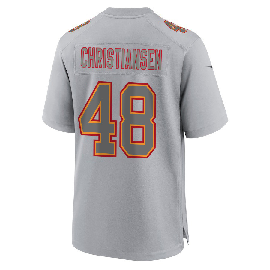 Cole Christiansen 48 Kansas City Chiefs Super Bowl LVIII Champions 4 Stars Patch Atmosphere Fashion Game Men Jersey - Gray JS8481 nicesnker - Image 3