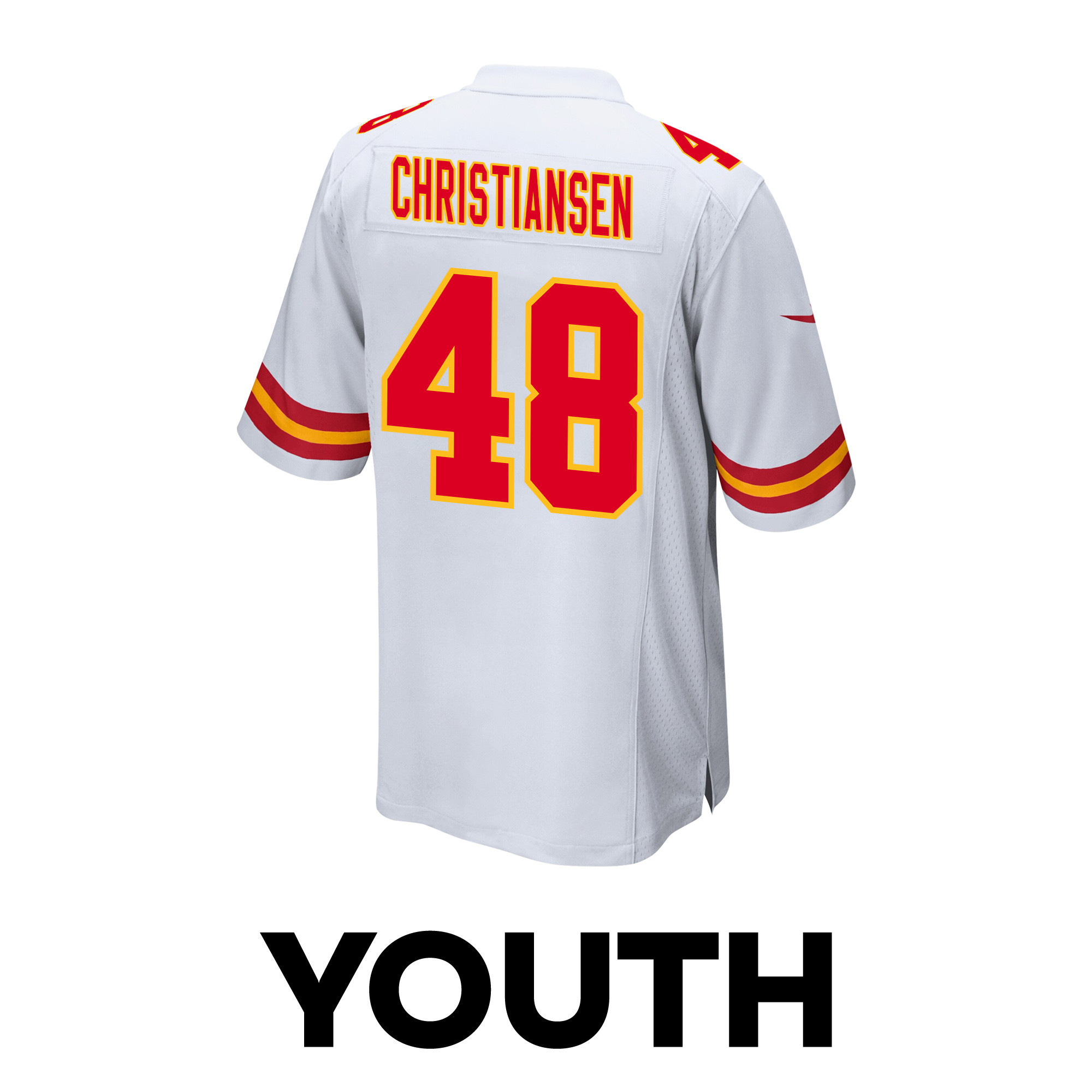 Cole Christiansen 48 Kansas City Chiefs Super Bowl LVIII Champions 4X Game YOUTH Jersey - White JS8754 nicesnker - Image 3