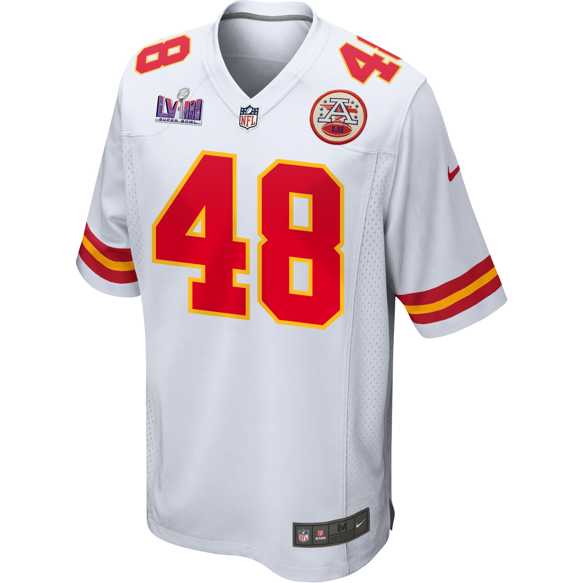 Alternative view of Cole Christiansen 48 Kansas City Chiefs Super Bowl LVIII Patch Game Men Jersey - White JS2519 nicesnker