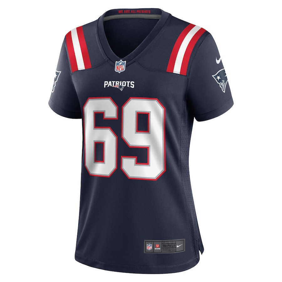 Alternative view of Cole Strange 69 New England Patriots Women Game Jersey - Navy JS4814 nicesnker