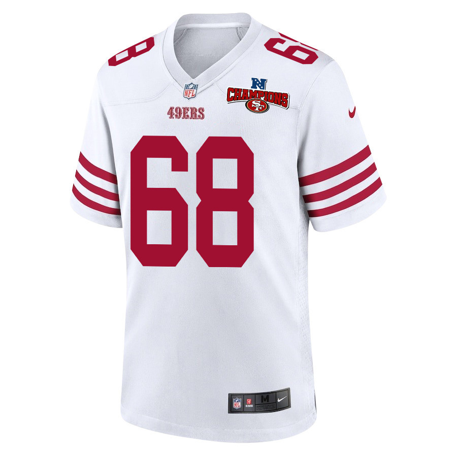 Alternative view of Colton McKivitz 68 San Francisco 49ers NFC Champions Patch Game Men Jersey - White JS5204 nicesnker