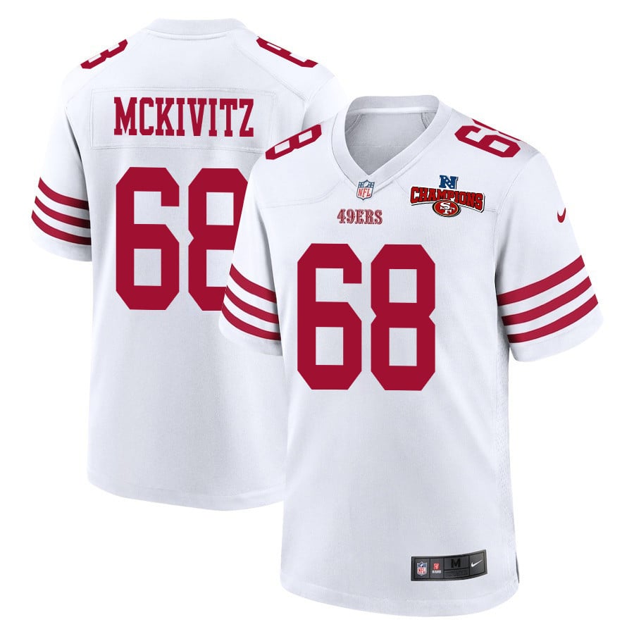Colton McKivitz 68 San Francisco 49ers NFC Champions Patch Game Men Jersey - White JS5204 nicesnker