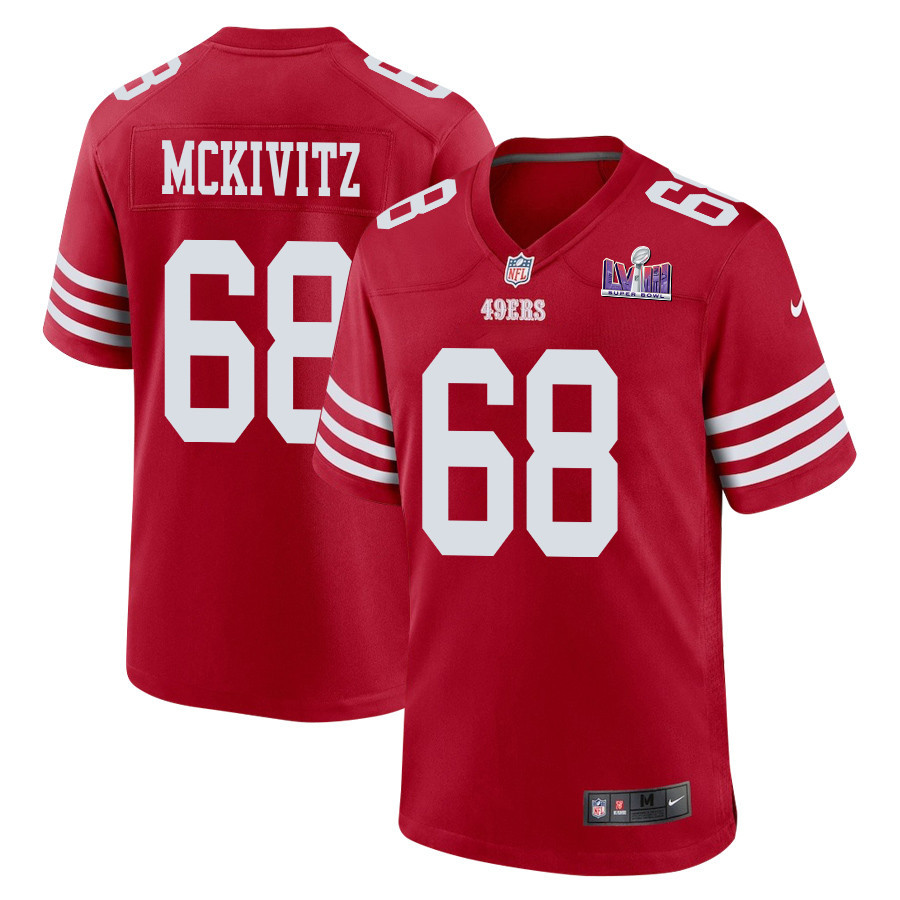 Colton McKivitz 68 San Francisco 49ers Super Bowl LVIII Patch Game Men Jersey - Scarlet JS6207 nicesnker
