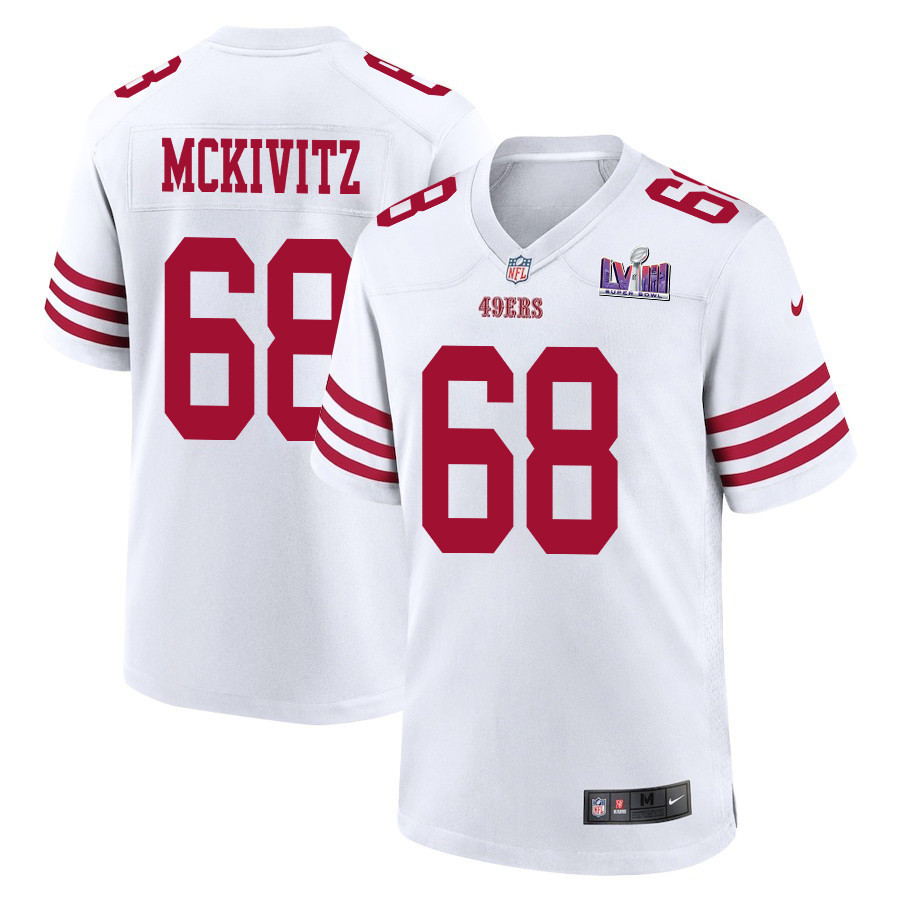 Colton McKivitz 68 San Francisco 49ers Super Bowl LVIII Patch Game Men Jersey - White JS6898 nicesnker