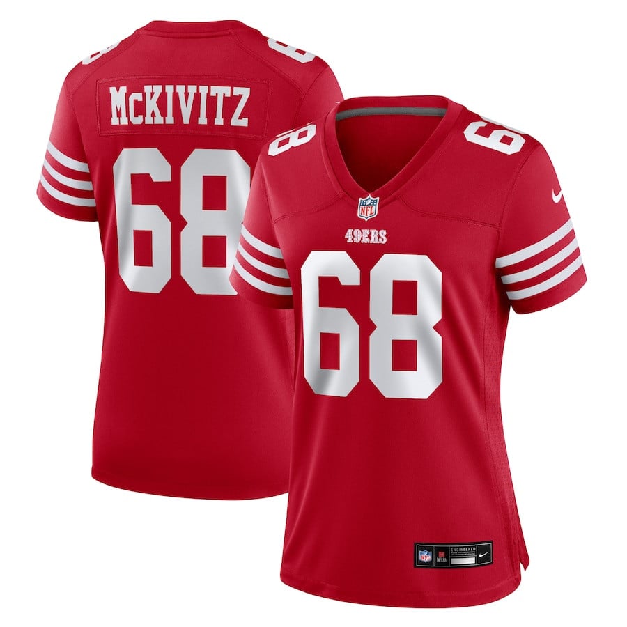 Colton McKivitz 68 San Francisco 49ers Women's Game Jersey - Scarlet JS3212 nicesnker