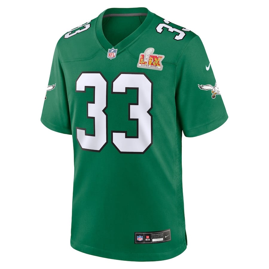 Alternative view of Cooper DeJean 33 Philadelphia Eagles Super Bowl LIX 2nd Alternate Game Jersey - Kelly Green JS5753 nicesnker
