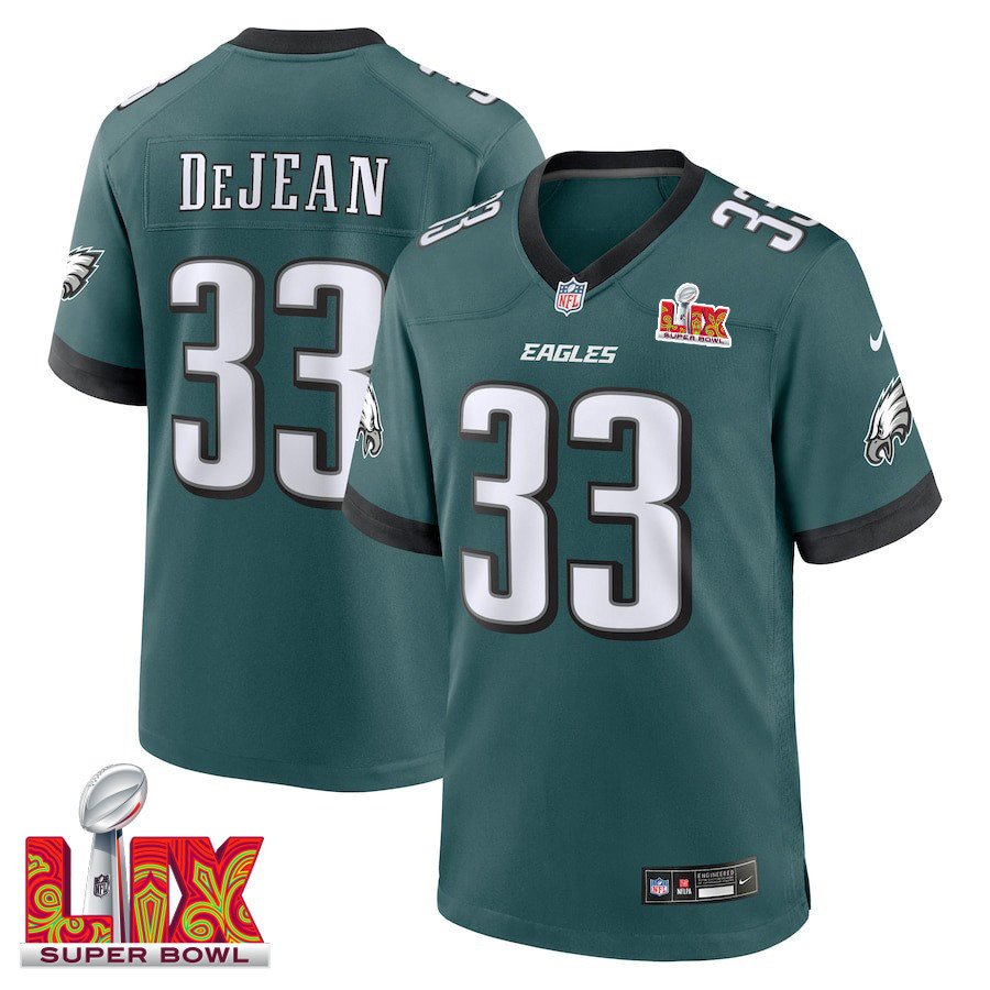 Cooper DeJean #33 Philadelphia Eagles Super Bowl LIX Jersey - Men's - Midnight Green JS1700 nicesnker