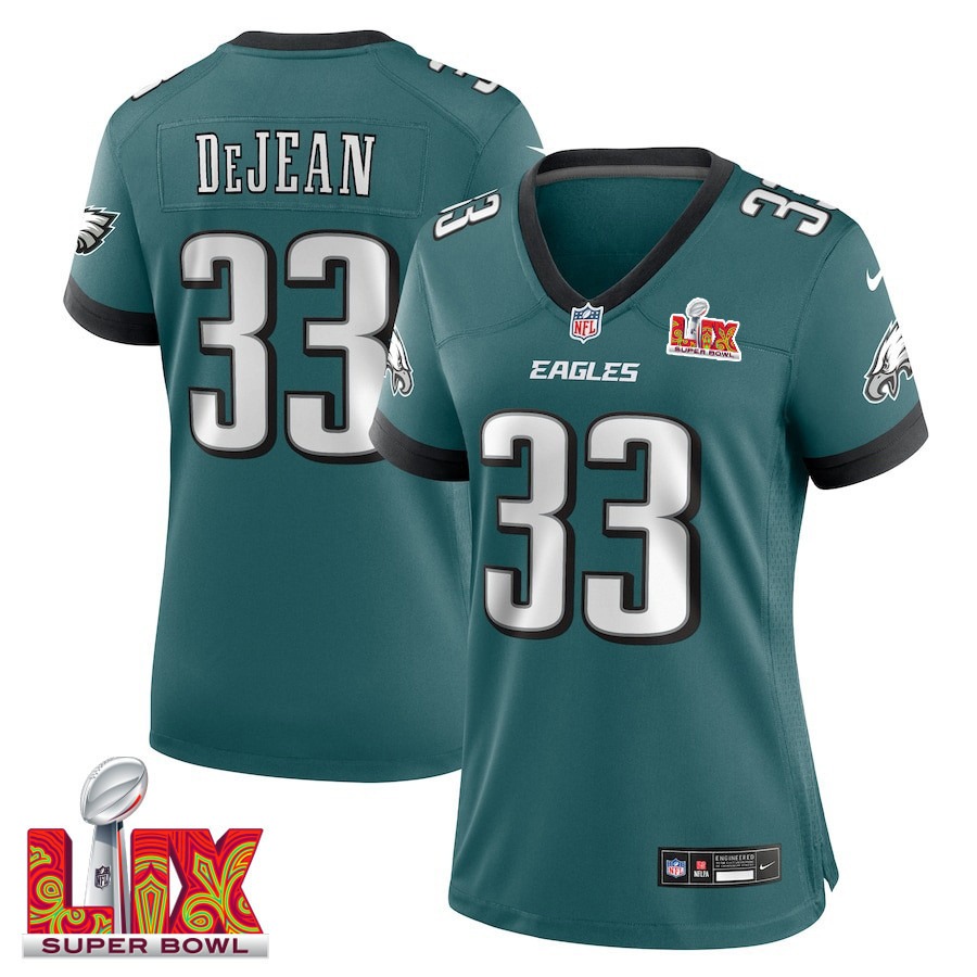 Cooper DeJean #33 Philadelphia Eagles Super Bowl LIX Women's Jersey - Midnight Green JS8794 nicesnker