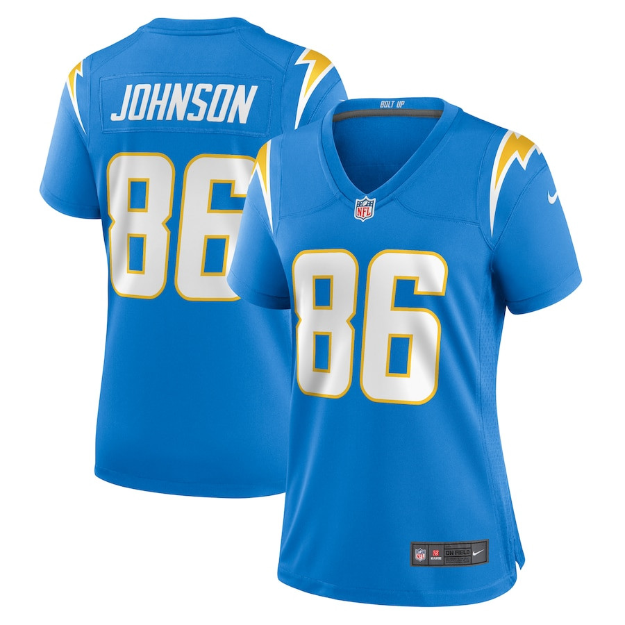 Cornelius Johnson 86 Los Angeles Chargers Women's Game Jersey - Powder Blue JS7487 nicesnker