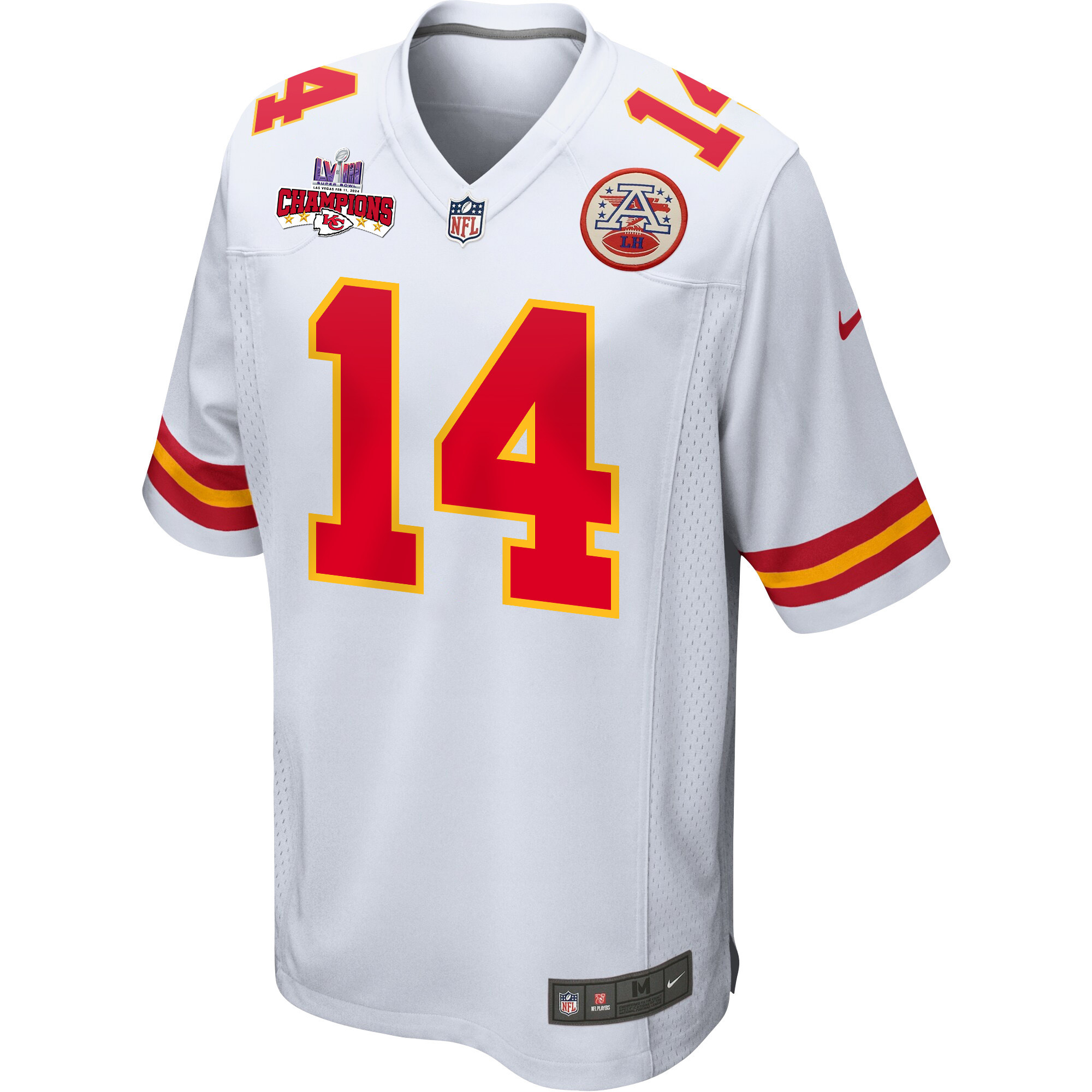 Alternative view of Cornell Powell 14 Kansas City Chiefs Super Bowl LVIII Champions 4 Stars Patch Game Men Jersey - White JS7080 nicesnker
