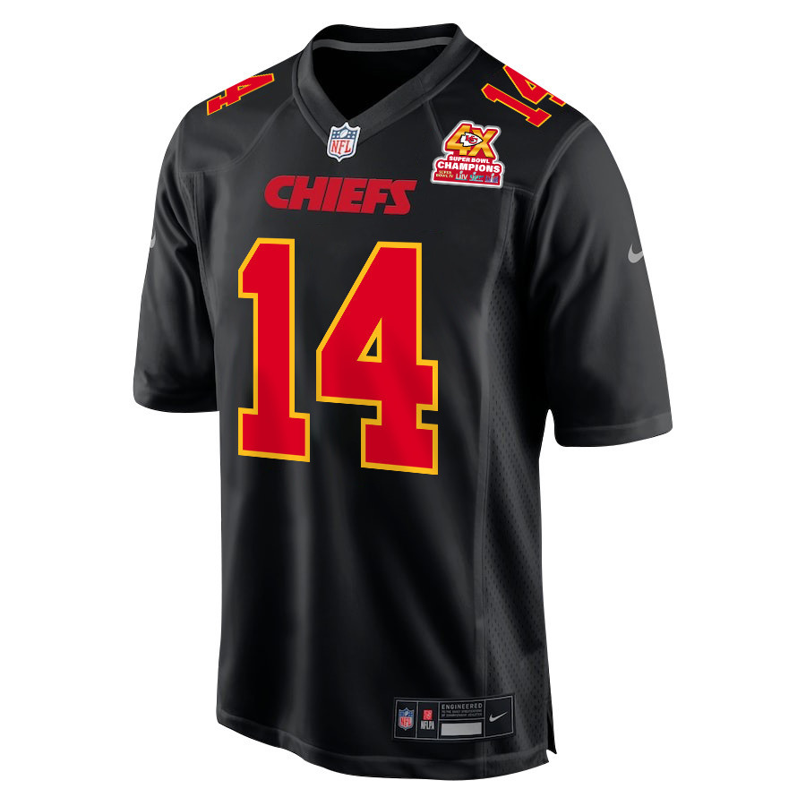 Alternative view of Cornell Powell 14 Kansas City Chiefs Super Bowl LVIII Champions 4X Fashion Game Men Jersey - Carbon Black JS8804 nicesnker