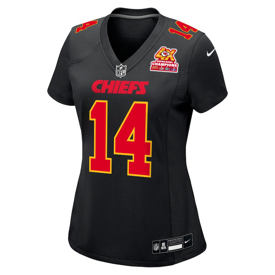 Alternative view of Cornell Powell 14 Kansas City Chiefs Super Bowl LVIII Champions 4X Fashion Game Women Jersey - Carbon Black JS1842 nicesnker