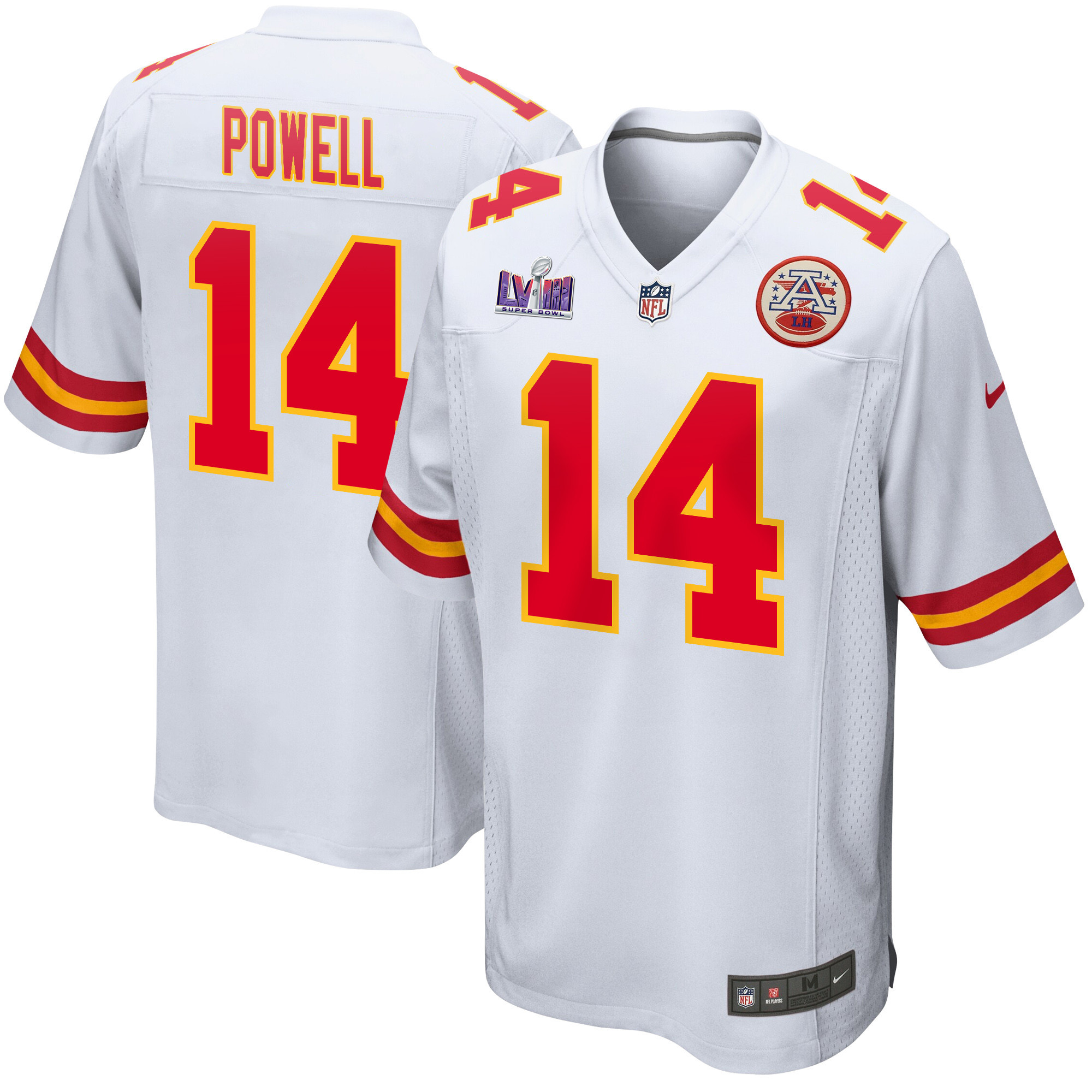 Cornell Powell 14 Kansas City Chiefs Super Bowl LVIII Patch Game Men Jersey - White JS5348 nicesnker