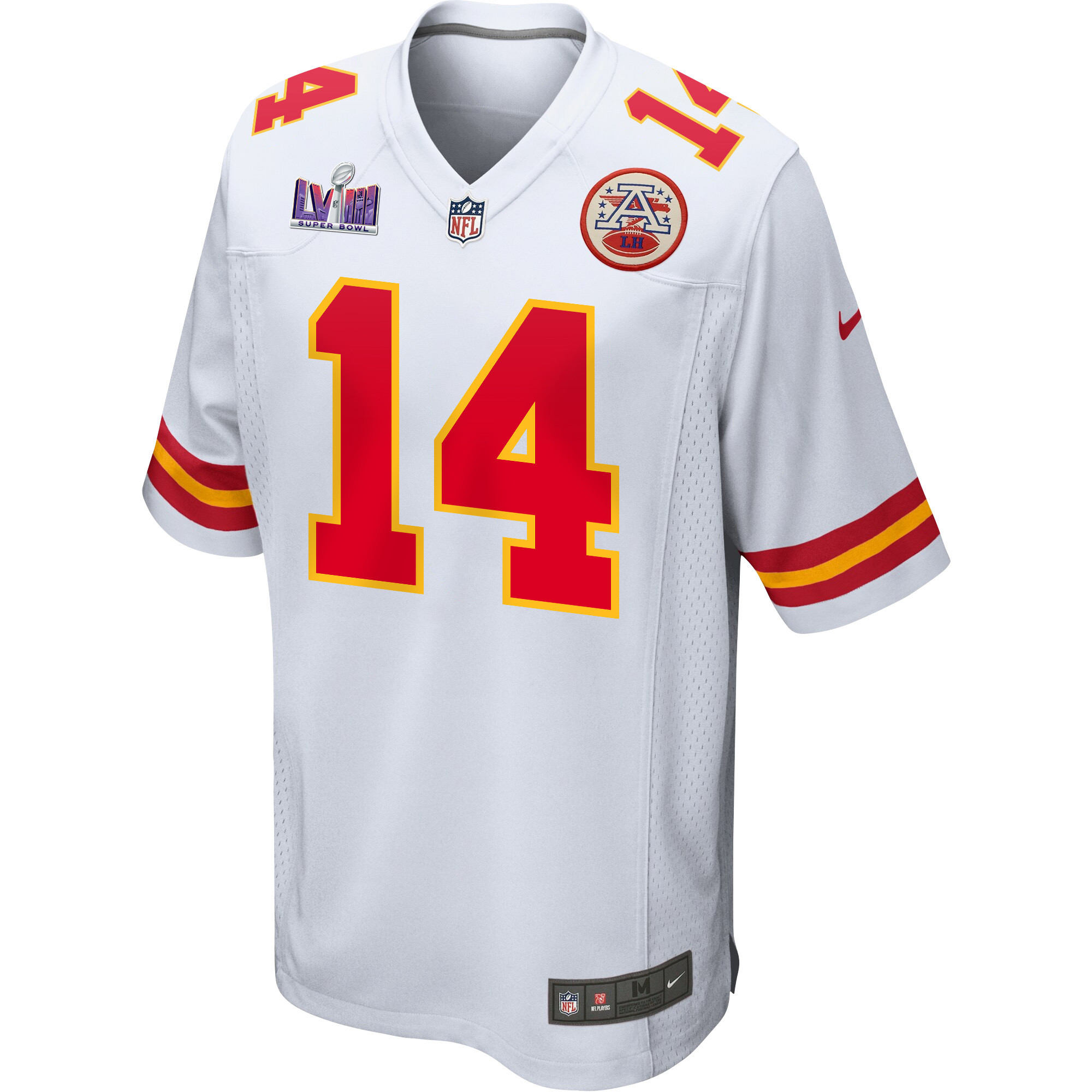 Alternative view of Cornell Powell 14 Kansas City Chiefs Super Bowl LVIII Patch Game Men Jersey - White JS5348 nicesnker