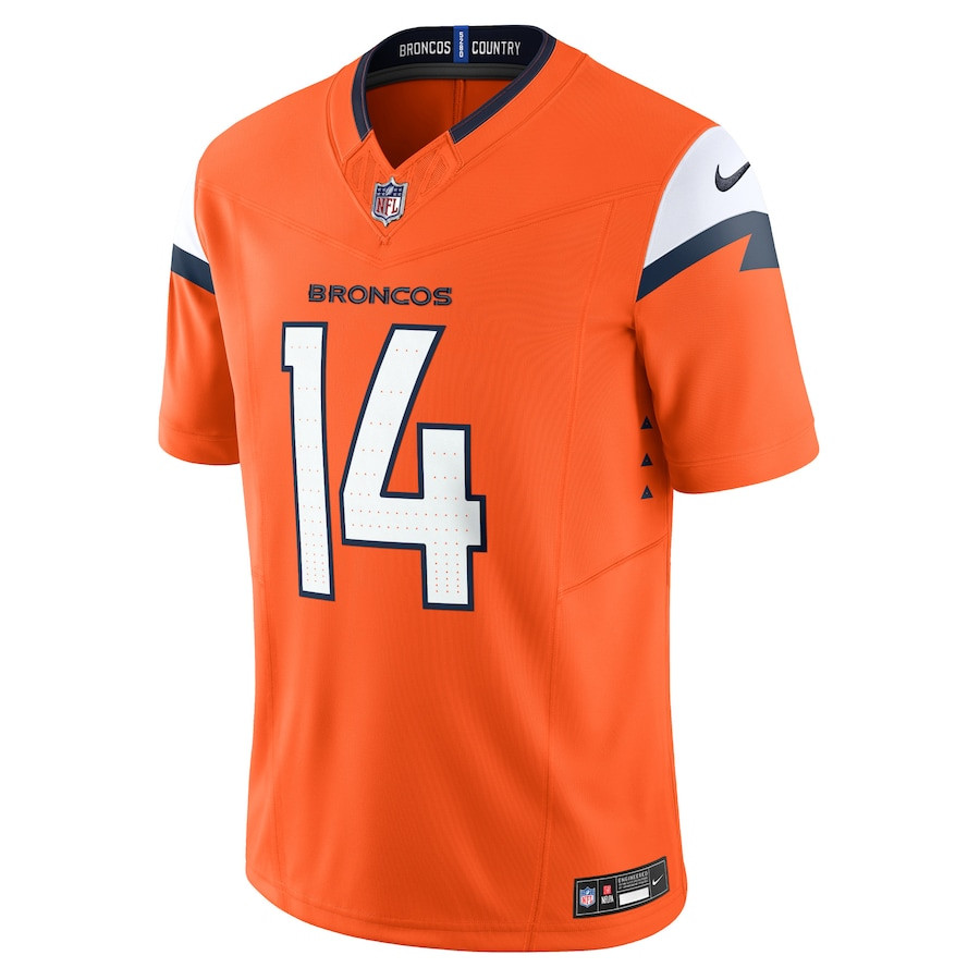 Alternative view of Courtland Sutton 14 Denver Broncos Vapor F.U.S.E. Limited Men Jersey - Orange JS7508 nicesnker