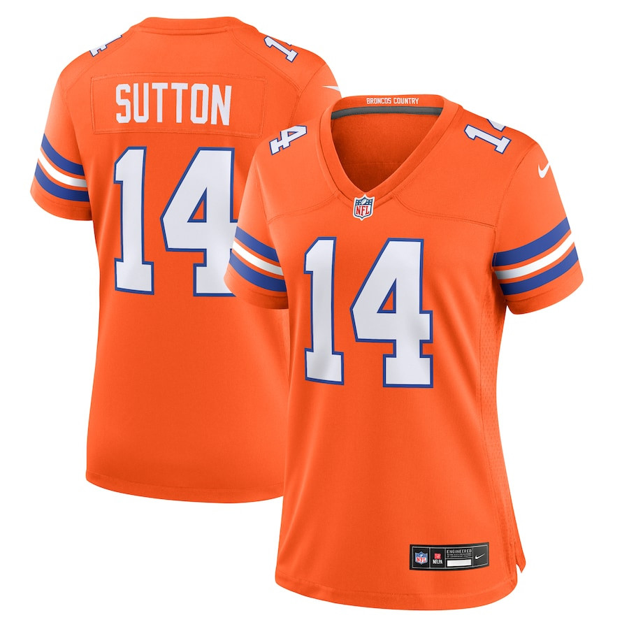 Courtland Sutton 14 Denver Broncos Women's Mile High Collection 1977 Throwback Player Game Jersey - Orange JS1627 nicesnker