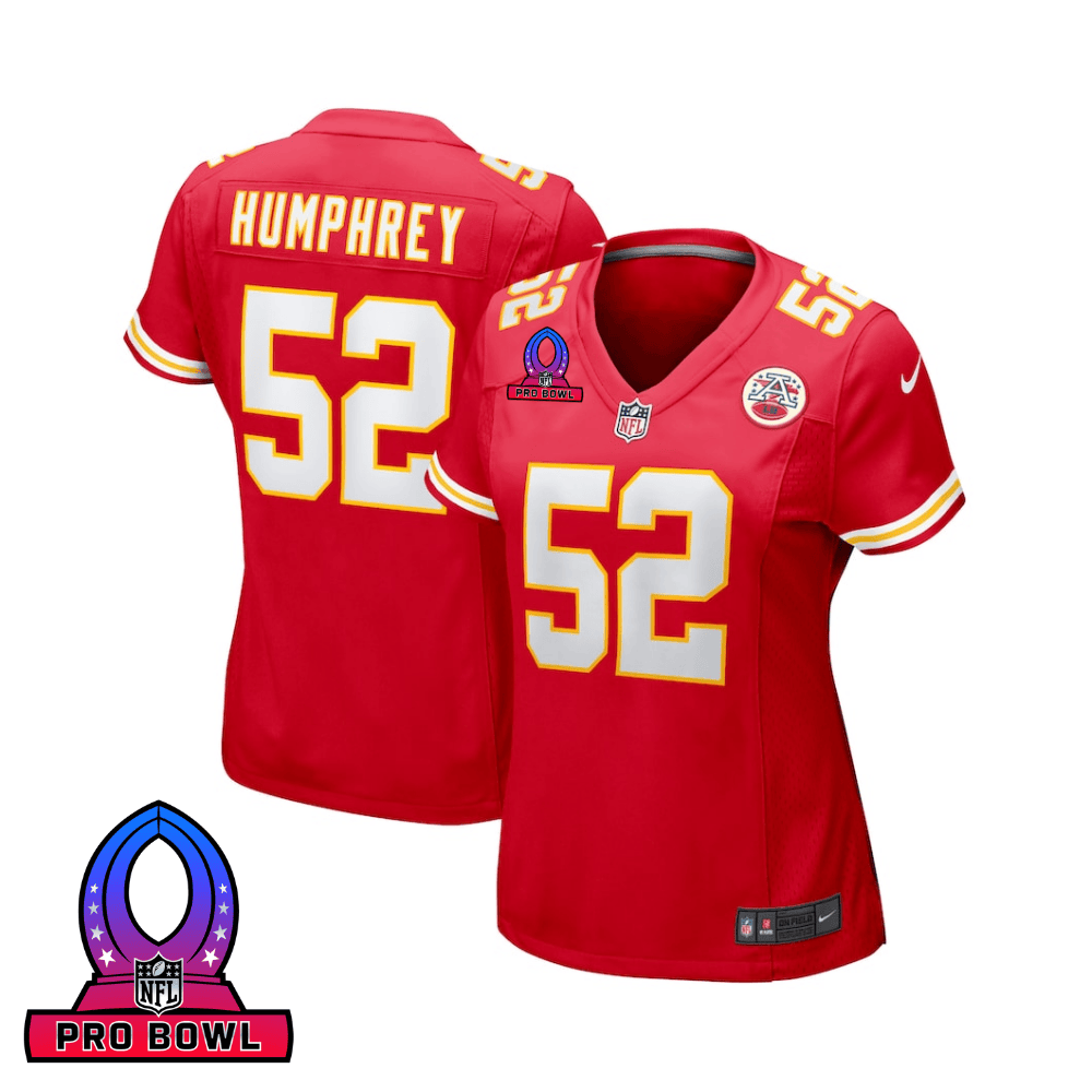 Creed Humphrey 52 Kansas City Chiefs 2025 Pro Bowl Patch Women Game Jersey - Red JS7901 nicesnker