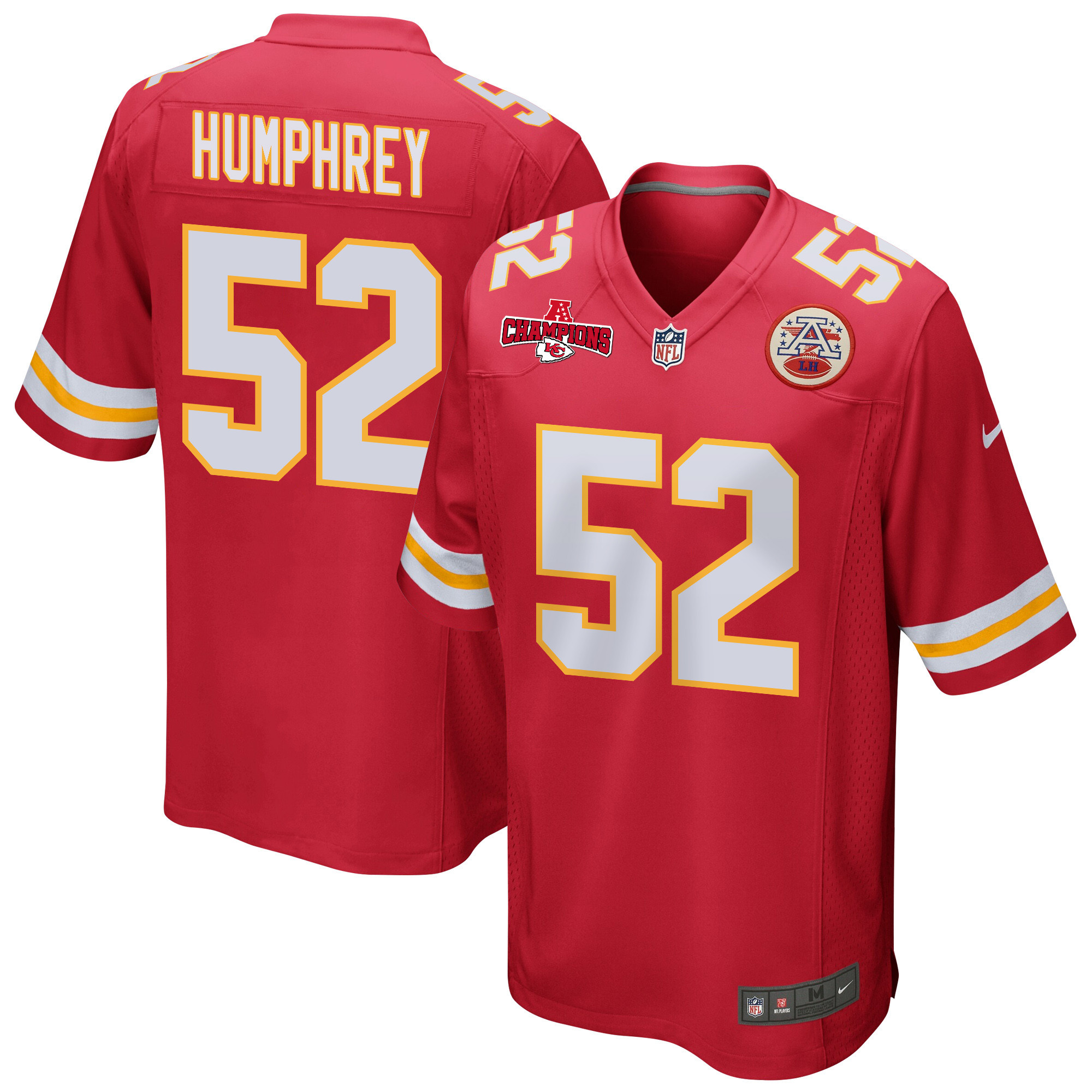 Creed Humphrey 52 Kansas City Chiefs AFC Champions Patch Game Men Jersey - Red JS3463 nicesnker