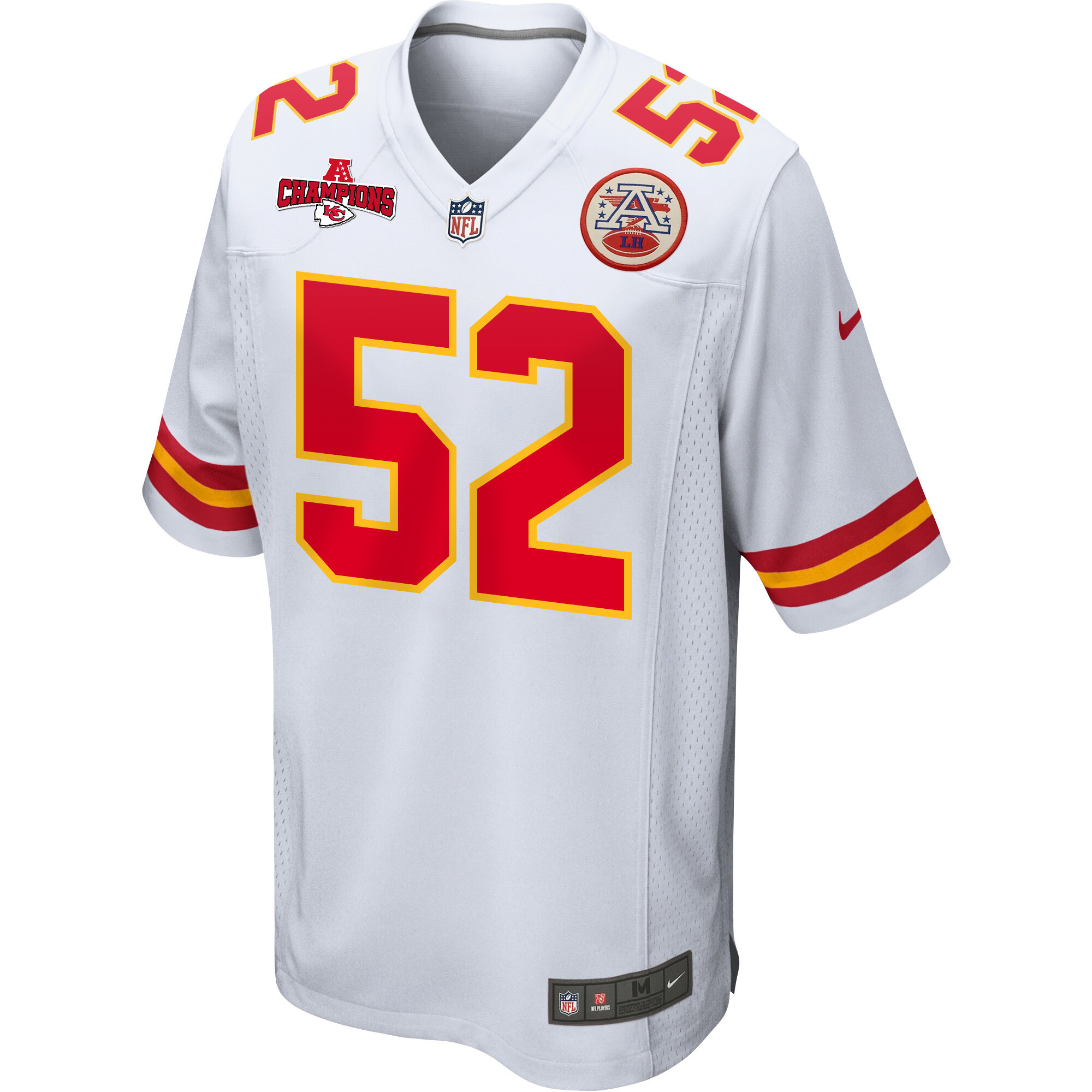 Alternative view of Creed Humphrey 52 Kansas City Chiefs AFC Champions Patch Game Men Jersey - White JS5609 nicesnker