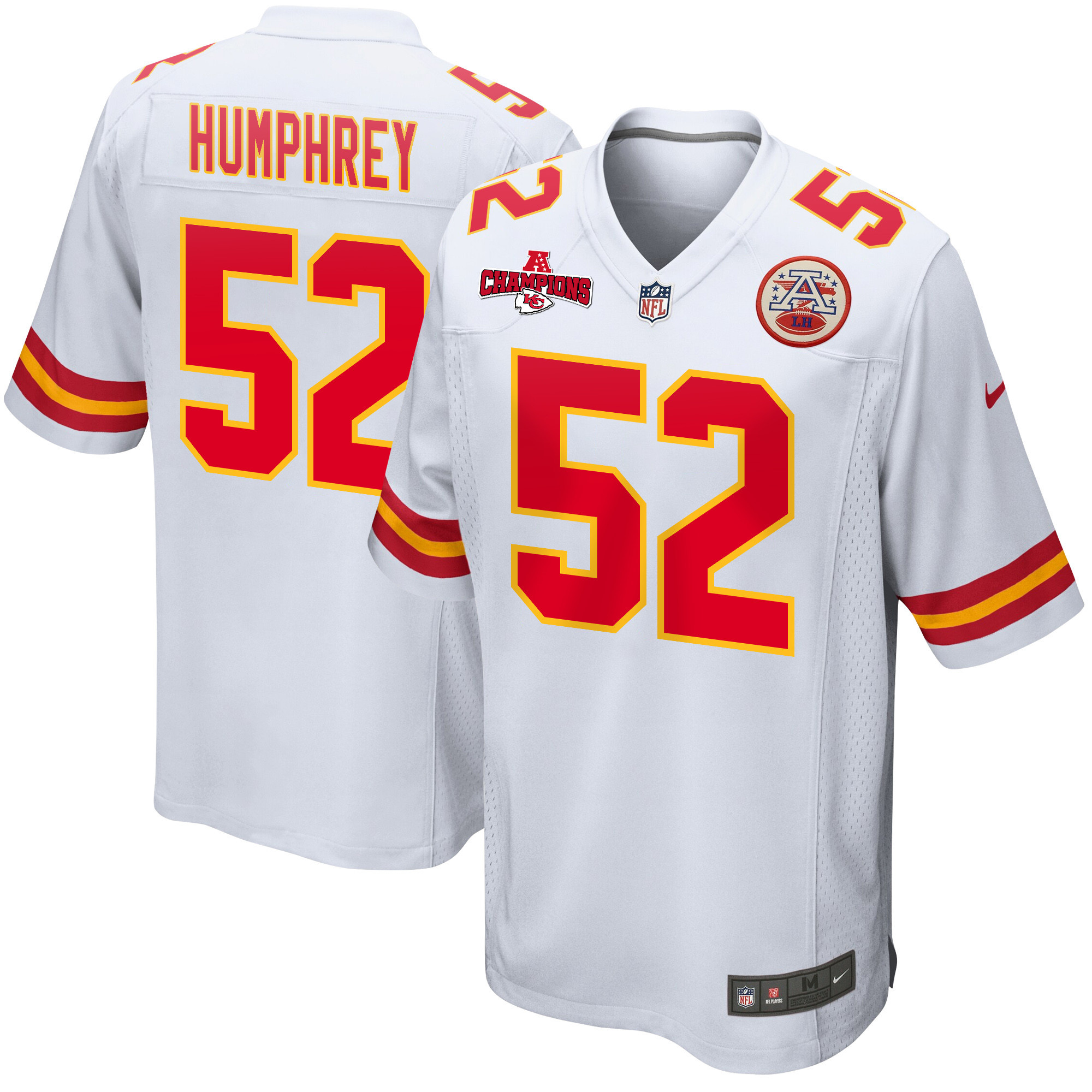 Creed Humphrey 52 Kansas City Chiefs AFC Champions Patch Game Men Jersey - White JS5609 nicesnker