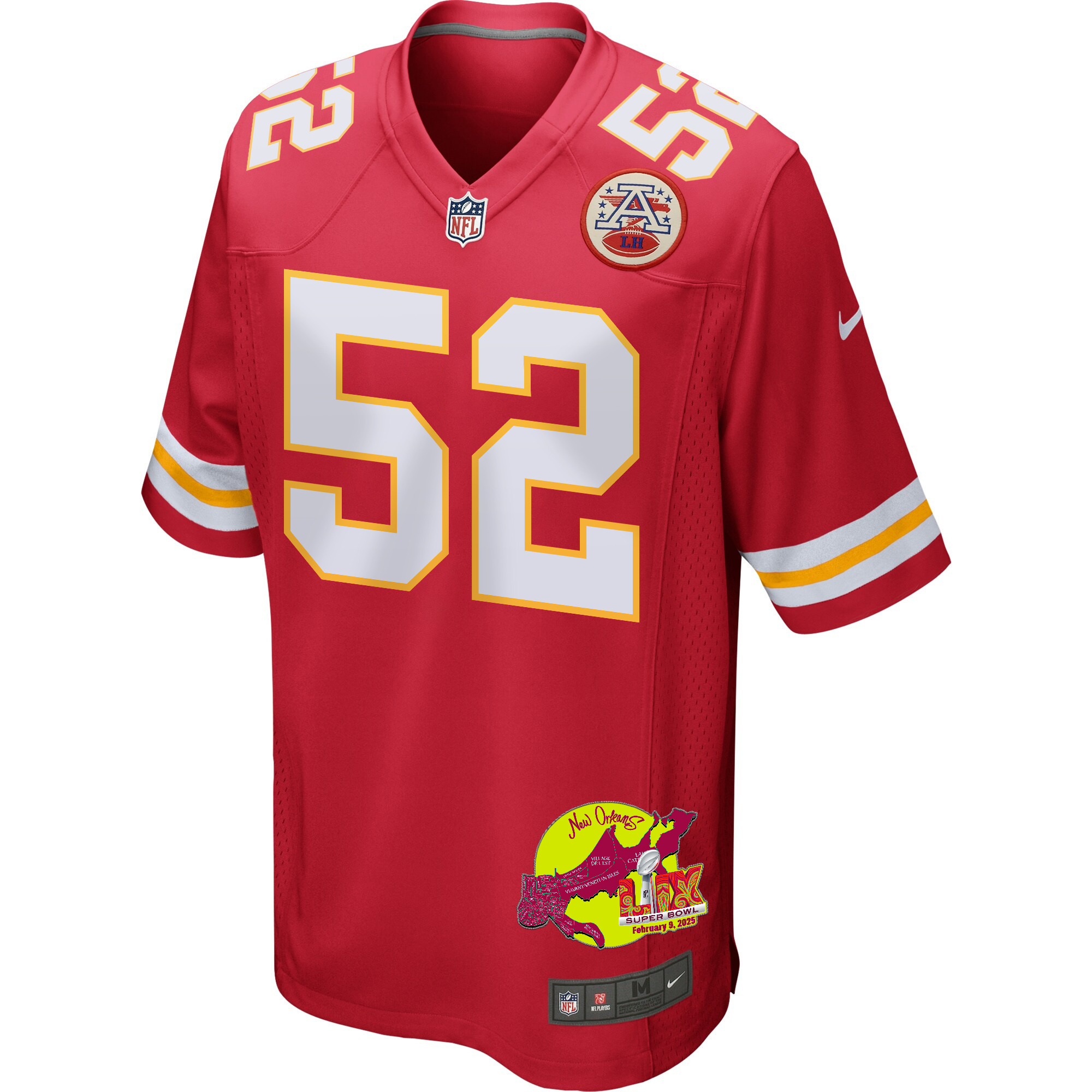 Creed Humphrey 52 Kansas City Chiefs Super Bowl LIX New Orleans Patch Game Men Jersey - Red JS8170 nicesnker - Image 3