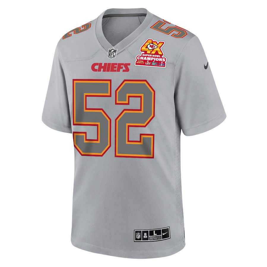 Alternative view of Creed Humphrey 52 Kansas City Chiefs Super Bowl LVIII Champions 4X Atmosphere Fashion Game Men Jersey - Gray JS1816 nicesnker