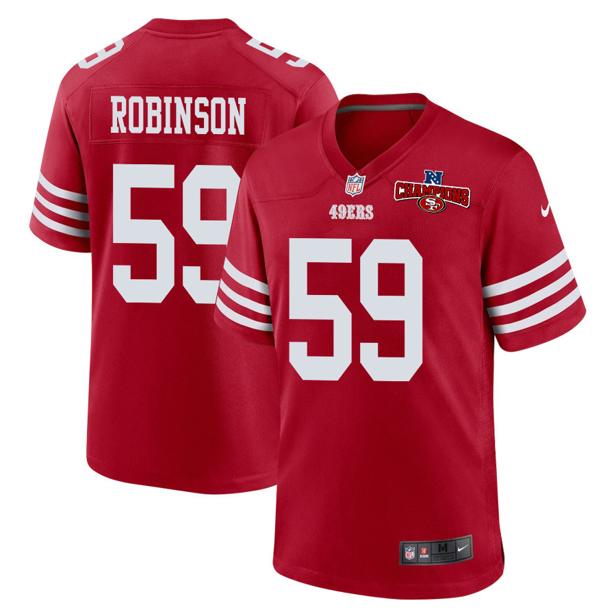 Curtis Robinson 59 San Francisco 49ers NFC Champions Patch Game Men Jersey - Scarlet JS1875 nicesnker