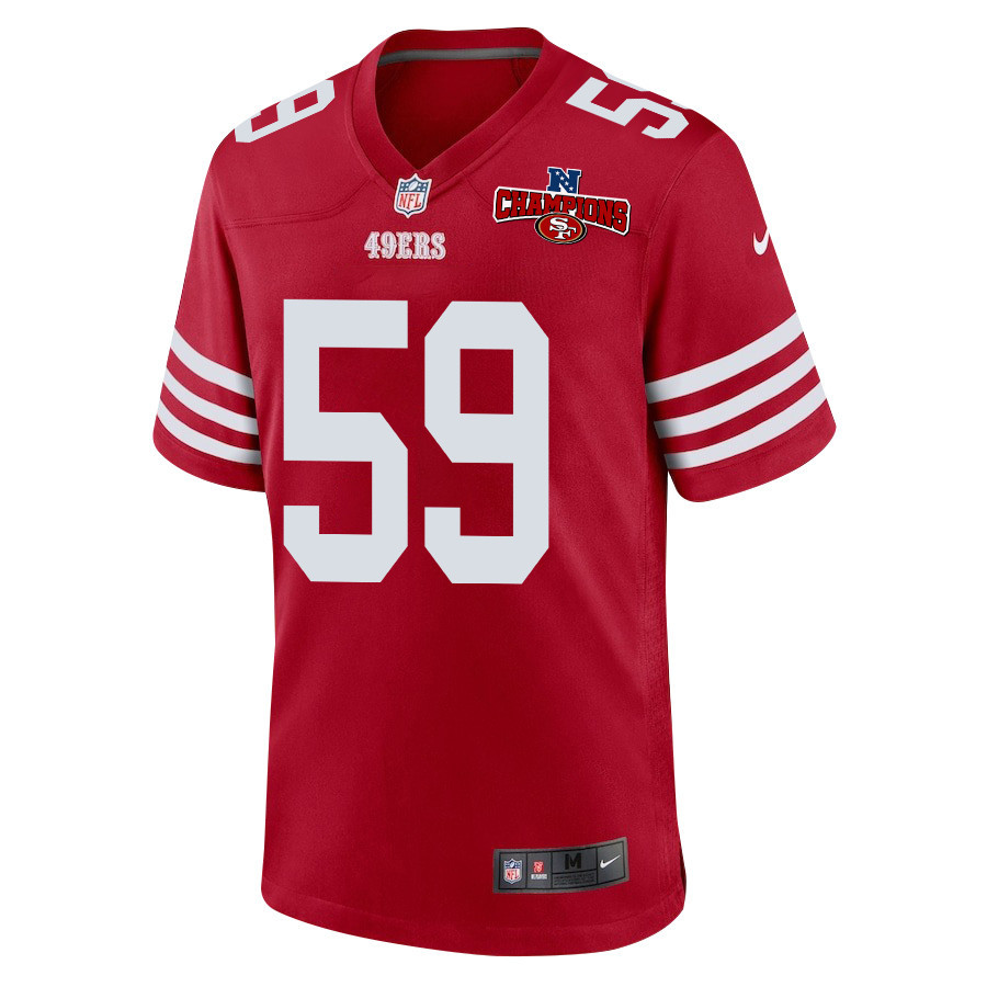 Alternative view of Curtis Robinson 59 San Francisco 49ers NFC Champions Patch Game Men Jersey - Scarlet JS1875 nicesnker