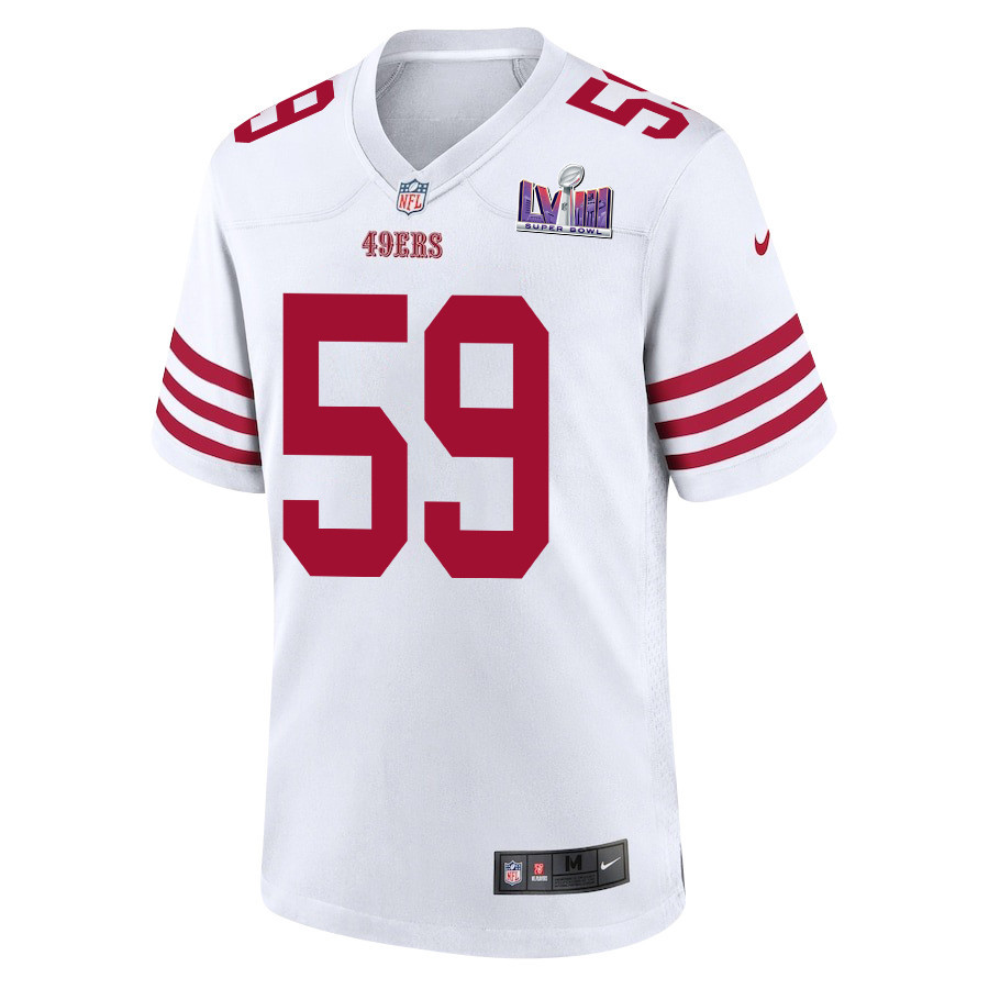 Alternative view of Curtis Robinson 59 San Francisco 49ers Super Bowl LVIII Patch Game Men Jersey - White JS9073 nicesnker
