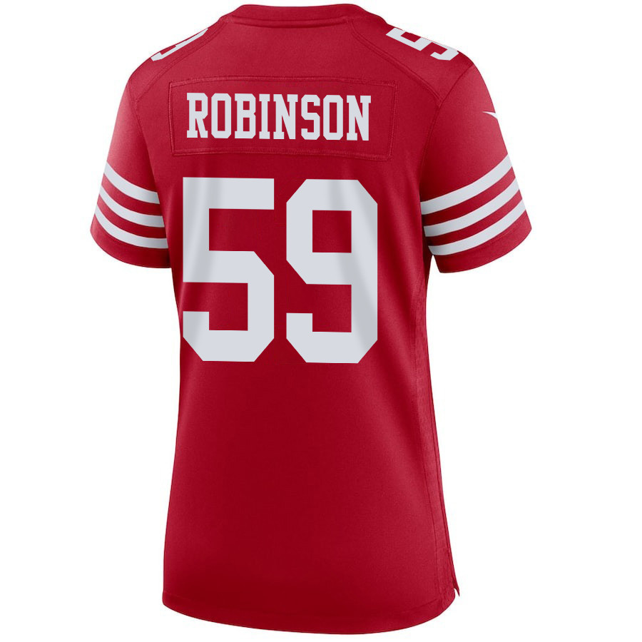 Curtis Robinson 59 San Francisco 49ers Super Bowl LVIII Patch Game Women Jersey - Scarlet JS8151 nicesnker - Image 3