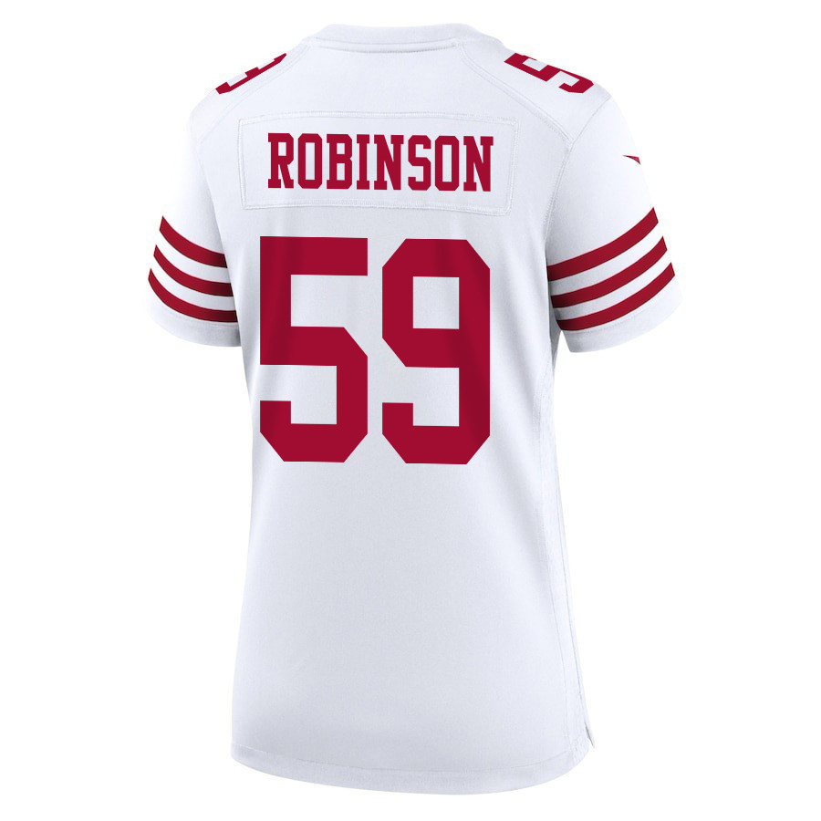 Curtis Robinson 59 San Francisco 49ers Super Bowl LVIII Patch Game Women Jersey - White JS8824 nicesnker - Image 3