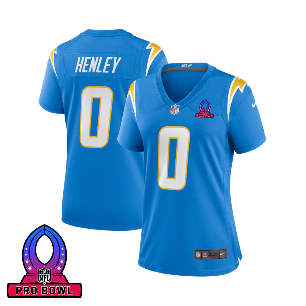 Daiyan Henley 0 Los Angeles Chargers 2025 Pro Bowl Patch Women Game Jersey - Powder Blue JS1681 nicesnker