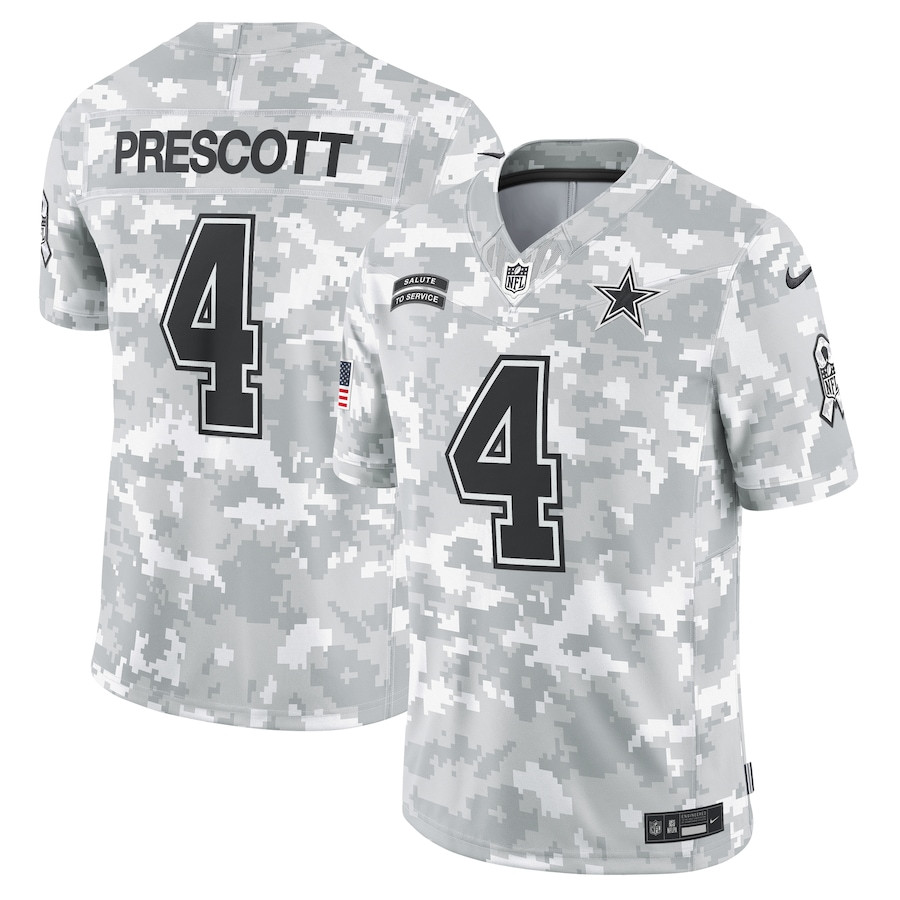 Dak Prescott 4 Dallas Cowboys 2024 Salute to Service Limited Men Jersey - Arctic Camo JS1753 nicesnker