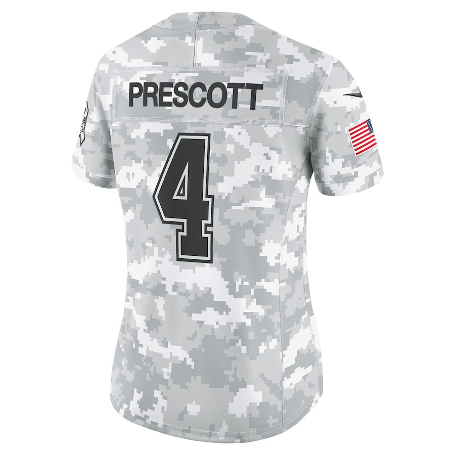 Dak Prescott 4 Dallas Cowboys Women's 2024 Salute to Service Limited Jersey - Arctic Camo JS2546 nicesnker - Image 3