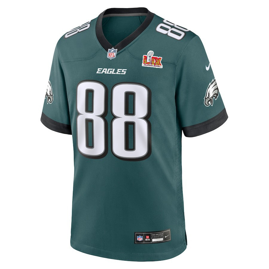 Alternative view of Dallas Goedert #88 Philadelphia Eagles Super Bowl LIX Jersey - Men's - Midnight Green JS1270 nicesnker