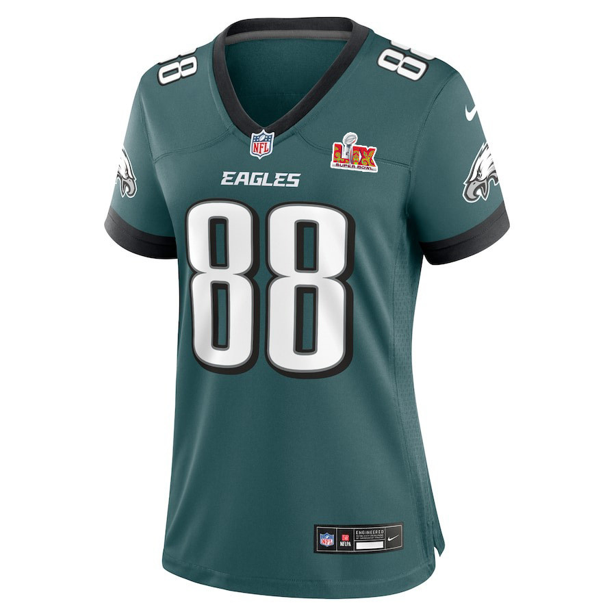Alternative view of Dallas Goedert #88 Philadelphia Eagles Super Bowl LIX Women's Jersey - Midnight Green JS6886 nicesnker